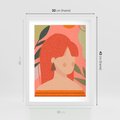 Plakat w ramie 30x40 - Kobieca Refleksja - nowoczesny plakat, styl retro - rama biała