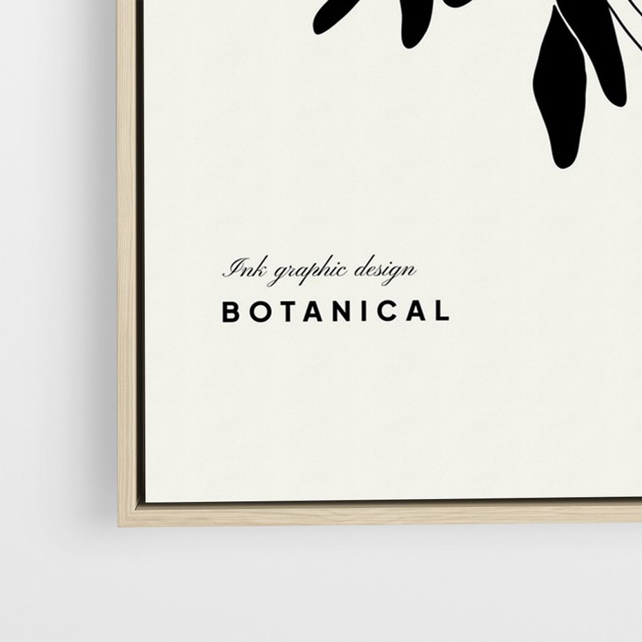 Obraz w ramie 70x100 - Szept kwiatowej wyobraźni - czarno biała grafika, roślinność - rama drewno