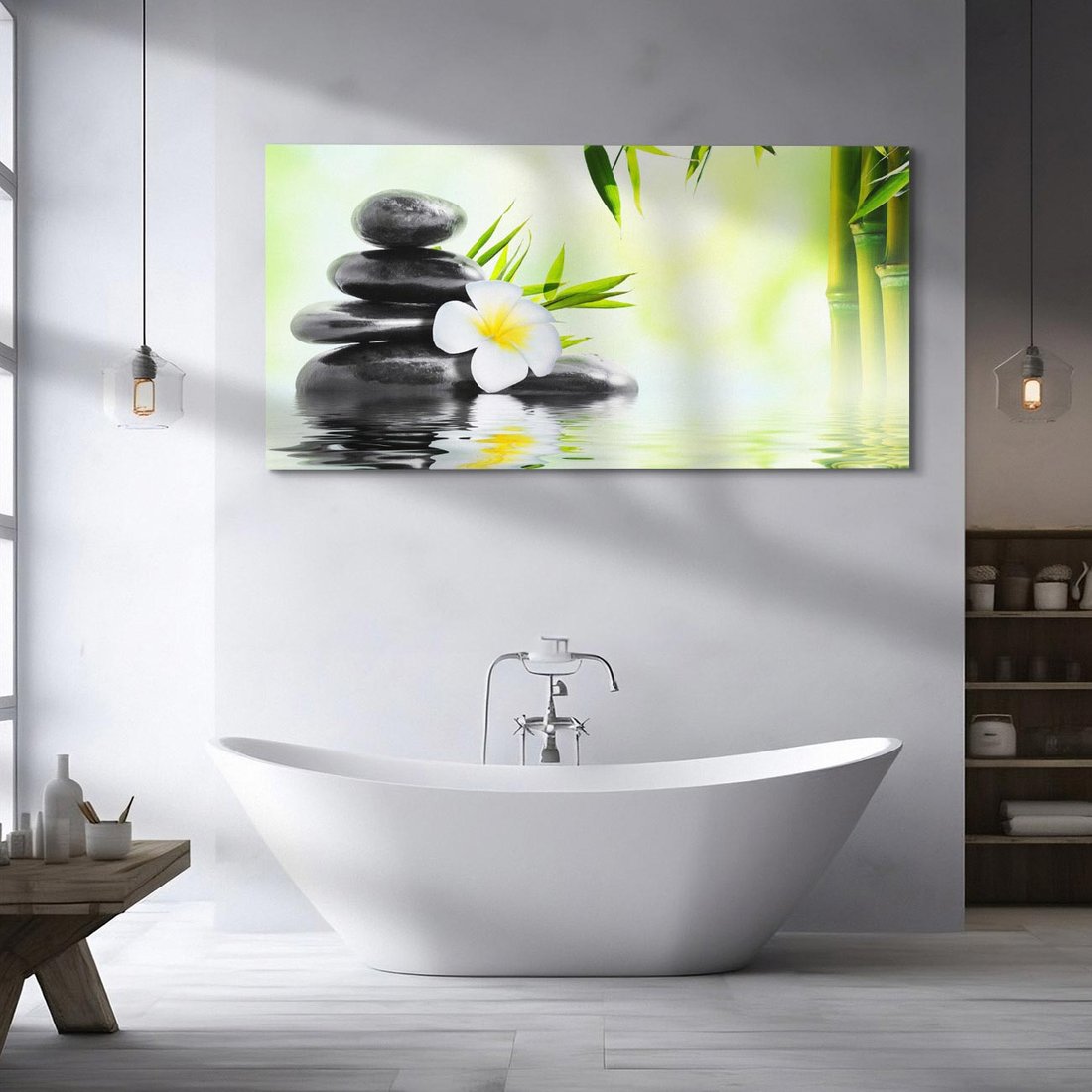 Obraz na płótnie 140x70 - SPA: Relaksująca woda i kamienie - SPA, woda