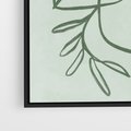 Obraz w ramie 70x100 - Energetyczne Odrodzenie Natury - abstrakcyjne delikatne zielone linie, podobne do gałęzi kwiatów - rama czarna
