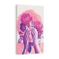 Obraz na płótnie 70x100 - Kwiaty we Włosach - różowa postać, grafika