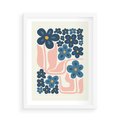 Plakat w ramie 50x70 - Niebieskie Refleksje - niebieskie kwiaty, niezapominajki - rama biała