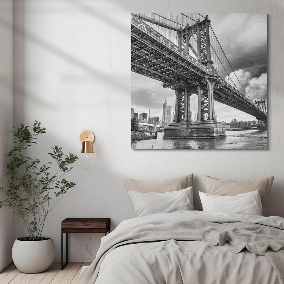 Obraz na płótnie 30x30 - Most nad nowojorską panoramą - most, Nowy York