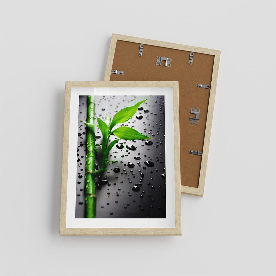 Plakat w ramie 30x40 - Bambusowa Harmonia - bambus, liście - rama drewno