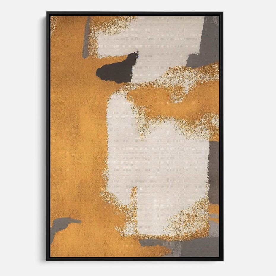 Obraz w ramie 50x70 - Złote Maźnięcia Pędzla - złota abstrakcja, plamy - rama czarna