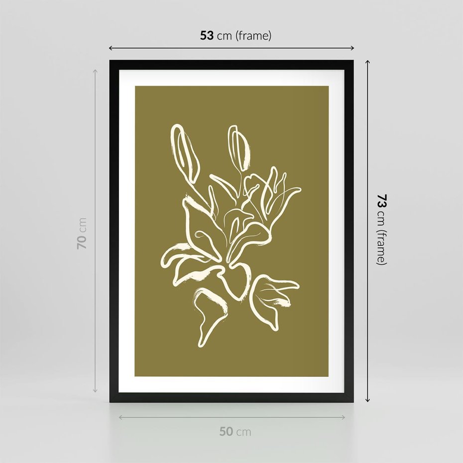 Plakat w ramie 50x70 - Przenikające Barwy - abstrakcyjna roślina, kwiaty - rama czarna