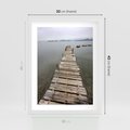 Plakat w ramie 30x40 - Jeziorne Refleksje - pomost, jezioro - rama biała