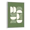 Obraz w ramie 50x70 - Migotliwe Formy - geometryczne boho kształty na brązowym, oliwkowym tle - rama biała