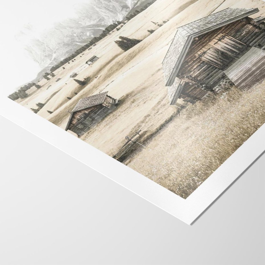 Plakat bez ramy 30x40 - Chatka w Górskiej Sepii - domek w górach, chatka