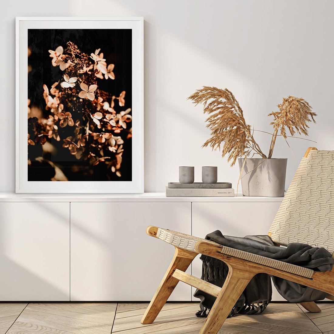 Plakat bez ramy 50x70 - Hortensja - Suchy Kwiat w Sztuce - hortensja, suchy kwiat