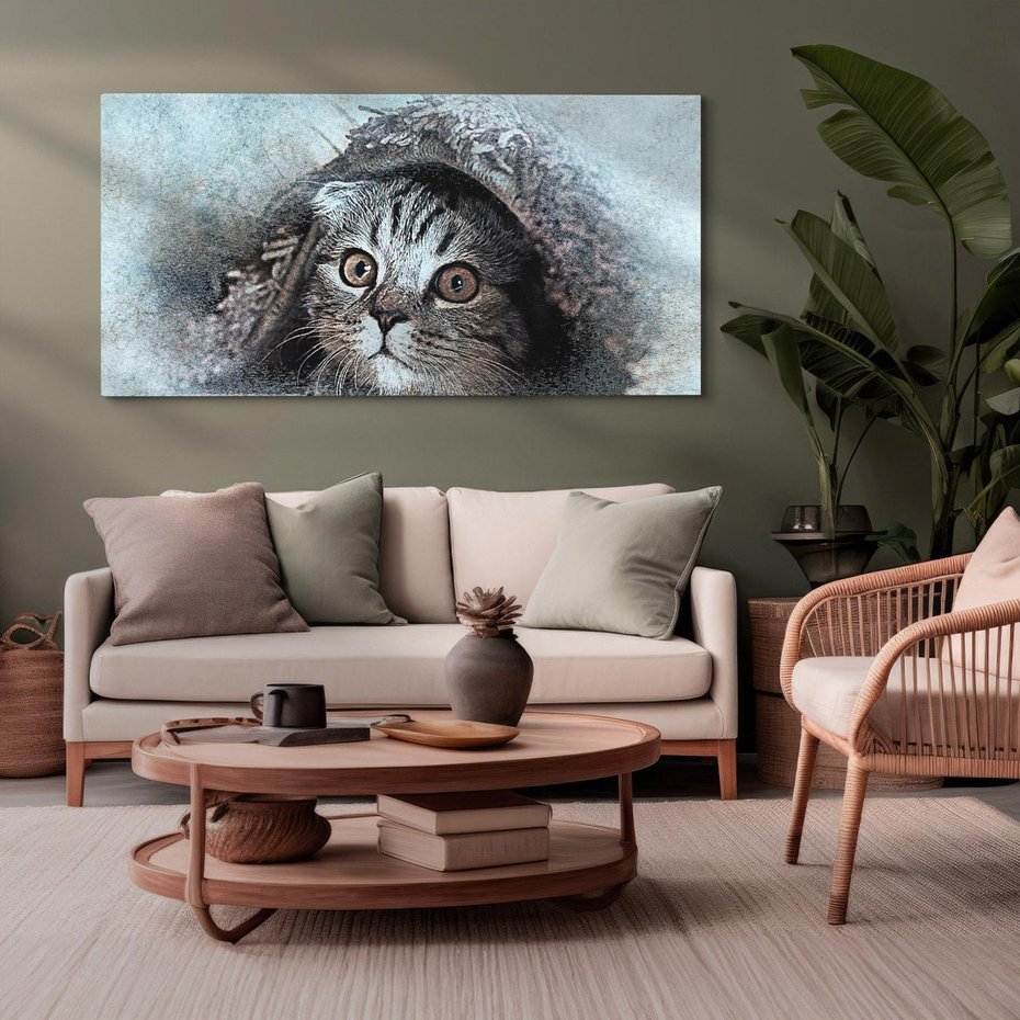 Obraz na płótnie 100x50 - Kot w abstrakcyjnym otoczeniu - kot, sztuka