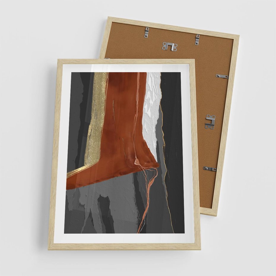 Plakat w ramie 50x70 - Abstrakcyjna impresja - abstrakcja, nowoczesny - rama drewno