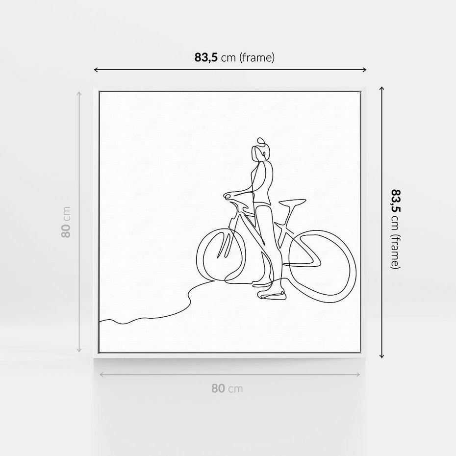 Obraz w ramie 80x80 - Minimalistyczna Przejażdżka - szkic, minimalizm - rama biała