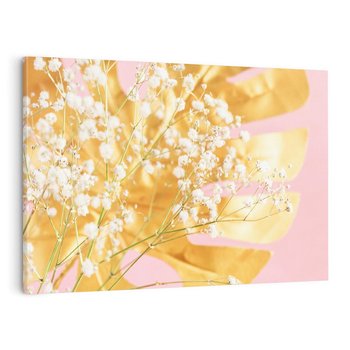 Obraz na płótnie 70x50 - : Elegancja w Złocie - złote, liście