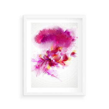 Plakat w ramie 30x40 - Kwiaty abstrakcji - abstrakcja, kwiaty - rama biała