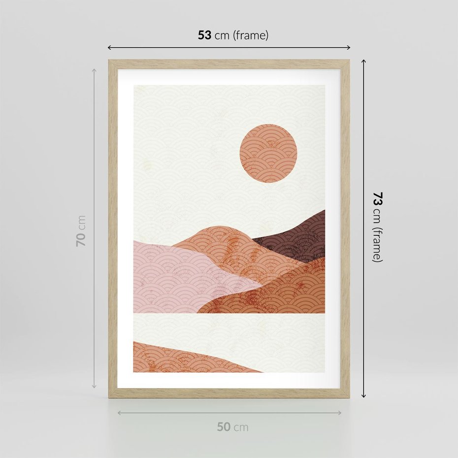 Plakat w ramie 50x70 - Górskie Wzory - nowoczesna sztuka, góry - rama drewno