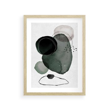 Plakat w ramie 40x50 - Abstrakcyjne Plamy w Akwareli - abstrakcyjne akwarelowe plamy - rama drewno