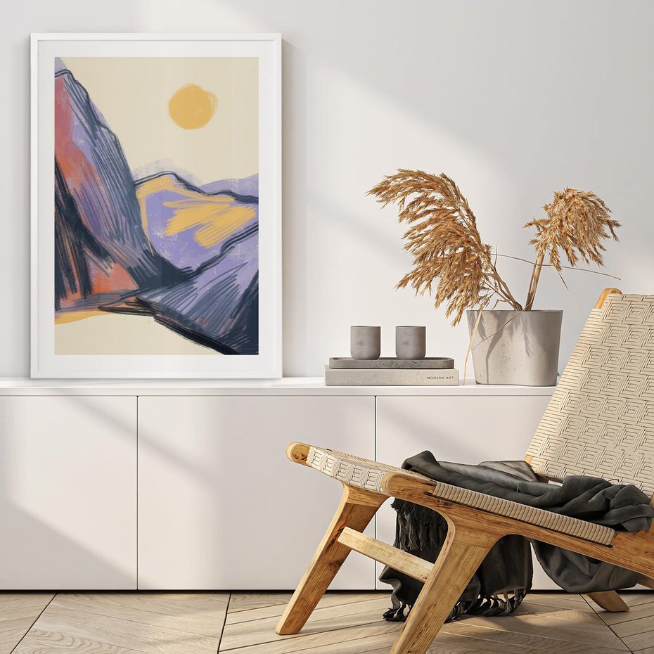 Plakat bez ramy 40x50 - Ponad Szczytami - pastelowy krajobraz, nowoczesny plakat