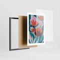 Plakat w ramie 30x40 - Symfonia Kwiatów - abstrakcyjna kompozycja kwiatowych form, kolor zgaszone - rama czarna