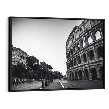 Obraz w ramie 100x70 - Echa Historii - czarno biała fotografia, koloseum - rama czarna