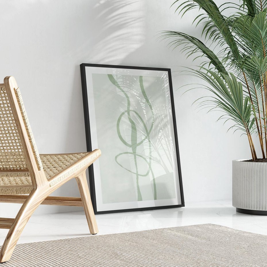 Plakat bez ramy 50x70 - Zieleń Wewnętrznej Harmonii - zielona abstrakcja, zgaszona zieleń