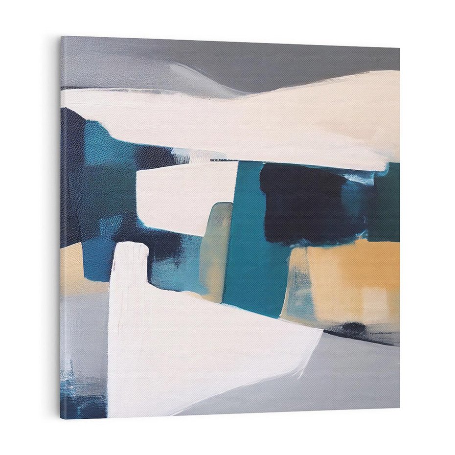 Obraz na płótnie 70x70 - Turkusowe Maźnięcia - obraz, abstrakcja