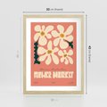 Plakat w ramie 30x40 - Szkicowane Kolorowe Uczucia - kwiatowa kompozycja, minimalizm - rama drewno