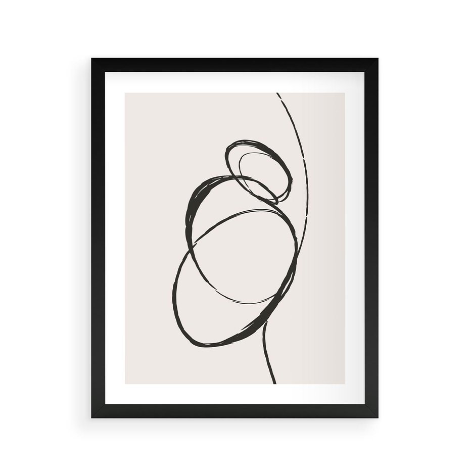 Plakat w ramie 40x50 - Modernistyczne Refleksje - abstrakcyjne szkicowane linie, minimalizm - rama czarna