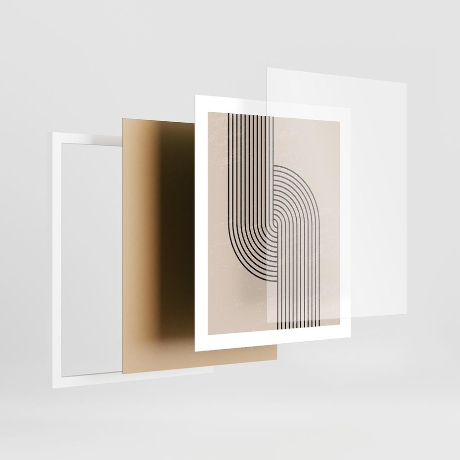 Plakat w ramie 40x50 - Puls Abstrakcji - abstrakcyjne linie, geometria - rama biała