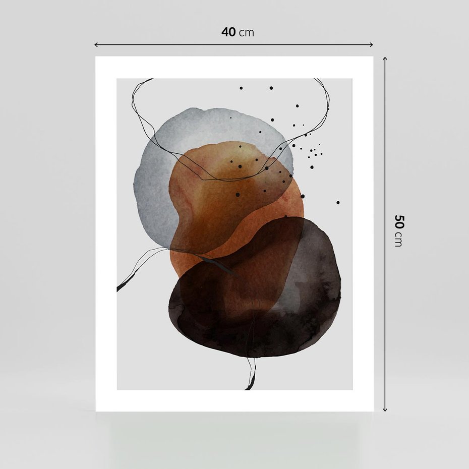 Plakat bez ramy 40x50 - Kolorowe Wizje - abstrakcyjne plamy akwarelowe, czarny szkic