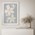 Plakat w ramie 30x40 - Błękit Kwiatów - kwiaty, nowoczesne i minimalistyczne - rama drewno