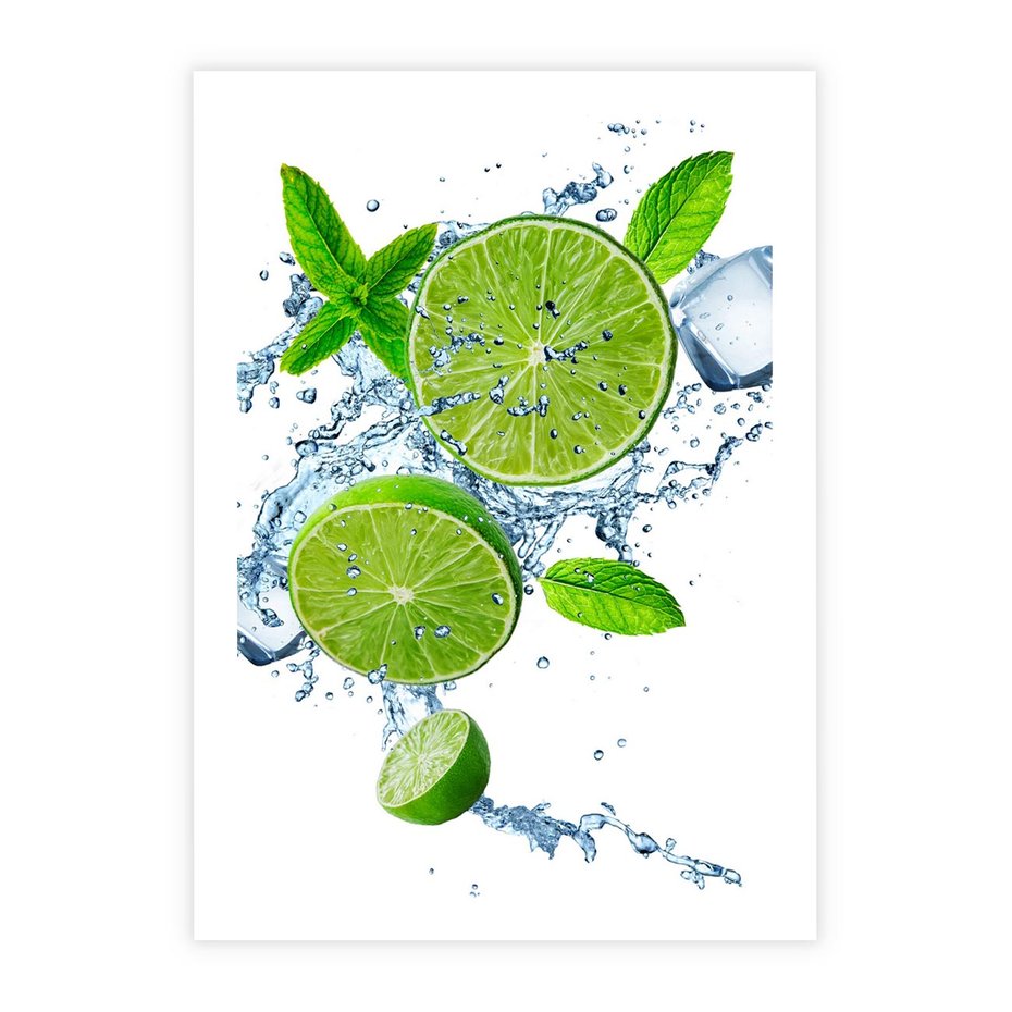 Plakat bez ramy 40x50 - Świeżość i Witalność - limonka, owoce