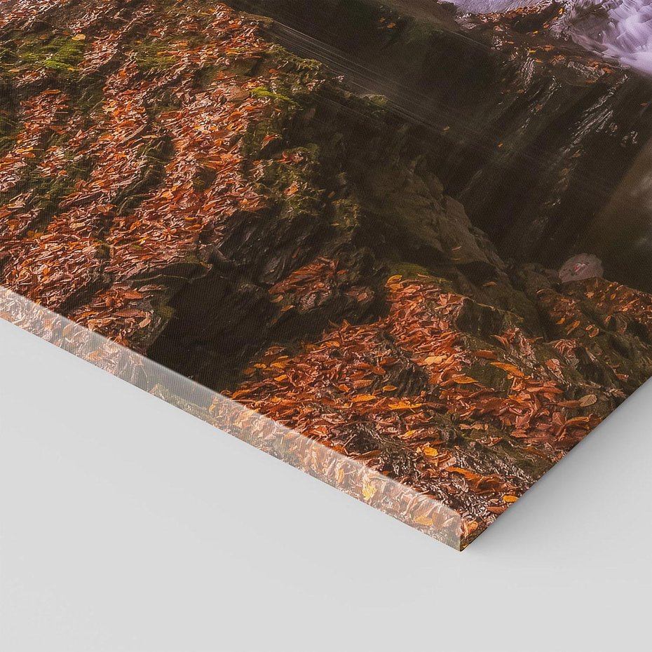 Obraz na płótnie 120x80 - Barwna Harmonia - strumień, las