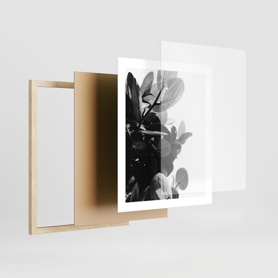 Plakat w ramie 40x50 - Blisko Natury - liście, rośliny tropikalne - rama drewno