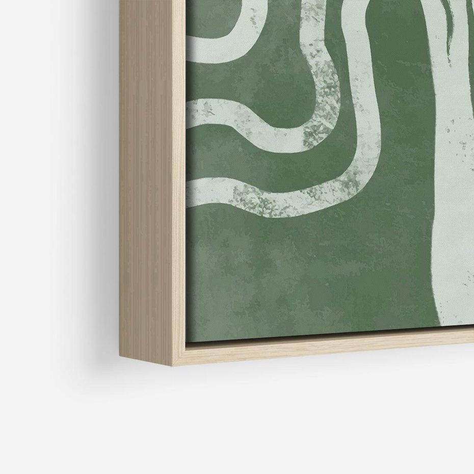 Obraz w ramie 80x80 - Inspirujące Zawiłości Zieleni - abstrakcyjny kształt, zielony plakat - rama drewno