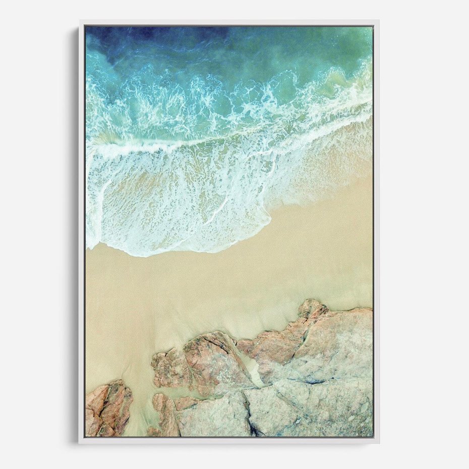 Obraz w ramie 80x120 - Turkusowe Skrzydła - morze, plaża - rama biała