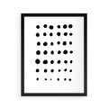 Plakat w ramie 40x50 - Refleksje Światła - minimalistyczna kompozycja, czarne kropkina białym tle - rama czarna