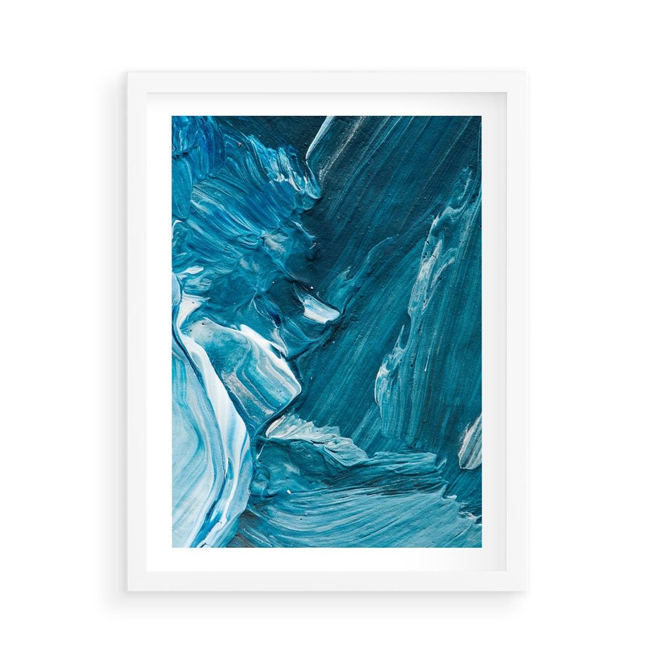 Plakat w ramie 50x70 - Wyrazista abstrakcja w akwareli - abstrakcja, akwarela - rama biała