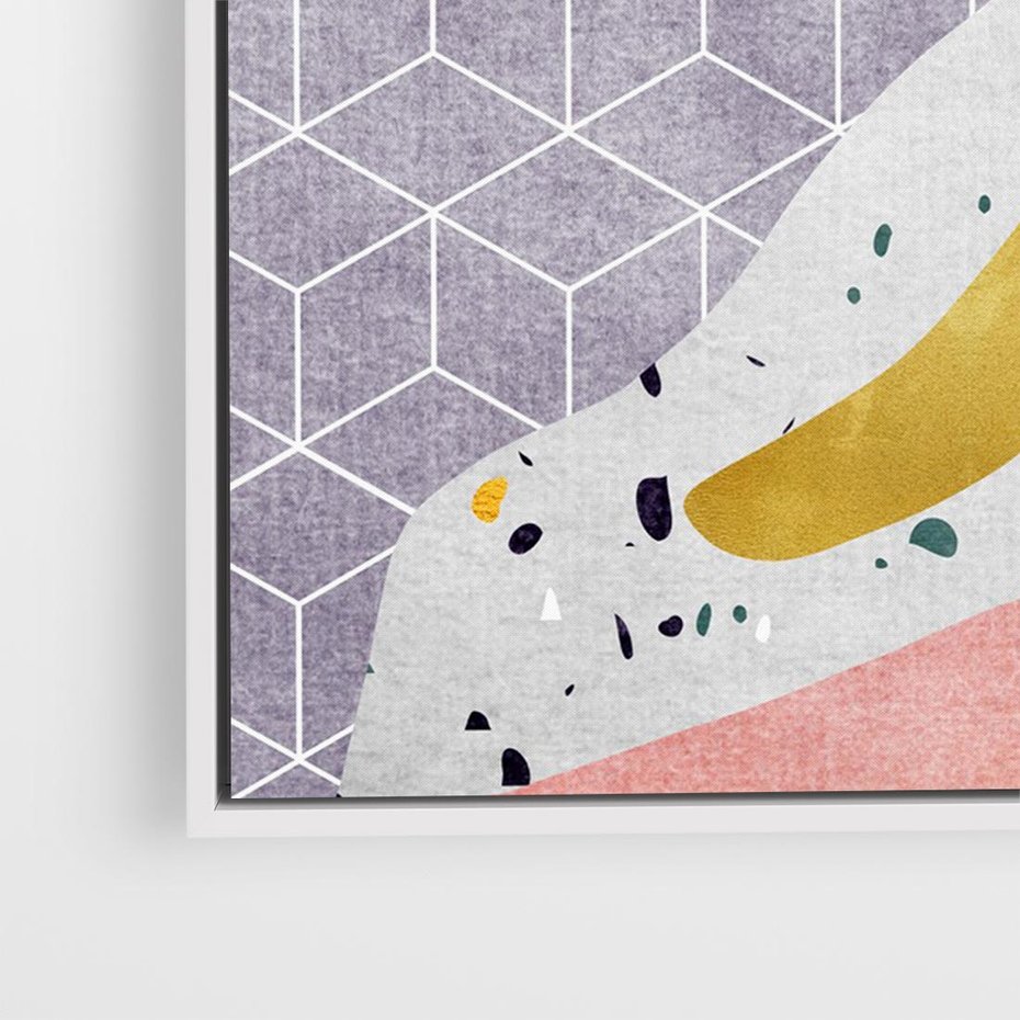 Obraz w ramie 120x80 - Eklektyczny Mix - kolaż, pastelowe abstrakcyjne plamy - rama biała