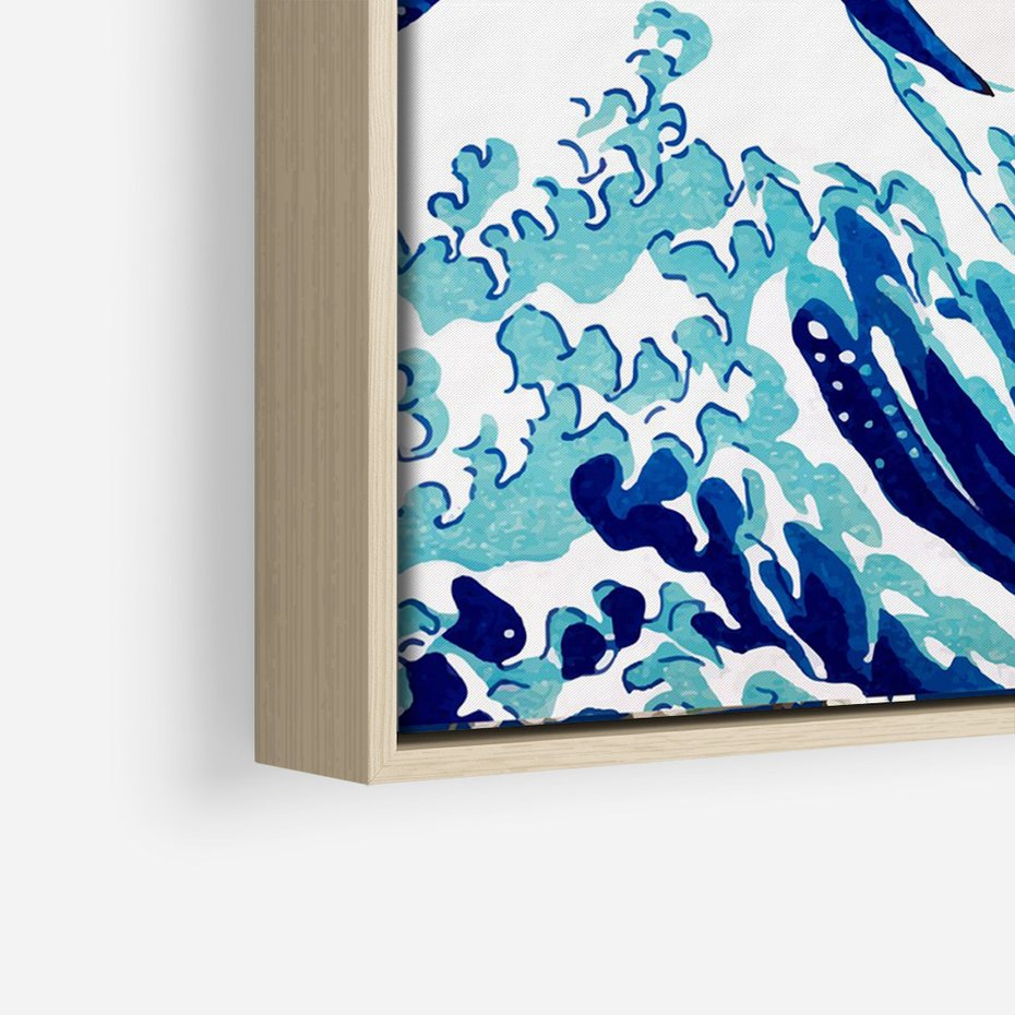 Obraz w ramie 70x100 - Fala Japandi - wielka fala w Kaganawie, obraz Hokusai - rama drewno