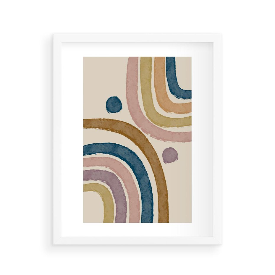 Plakat w ramie 40x50 - Kształtujące Inspiracje - abstrakcyjne tęcze, kompozycja - rama biała