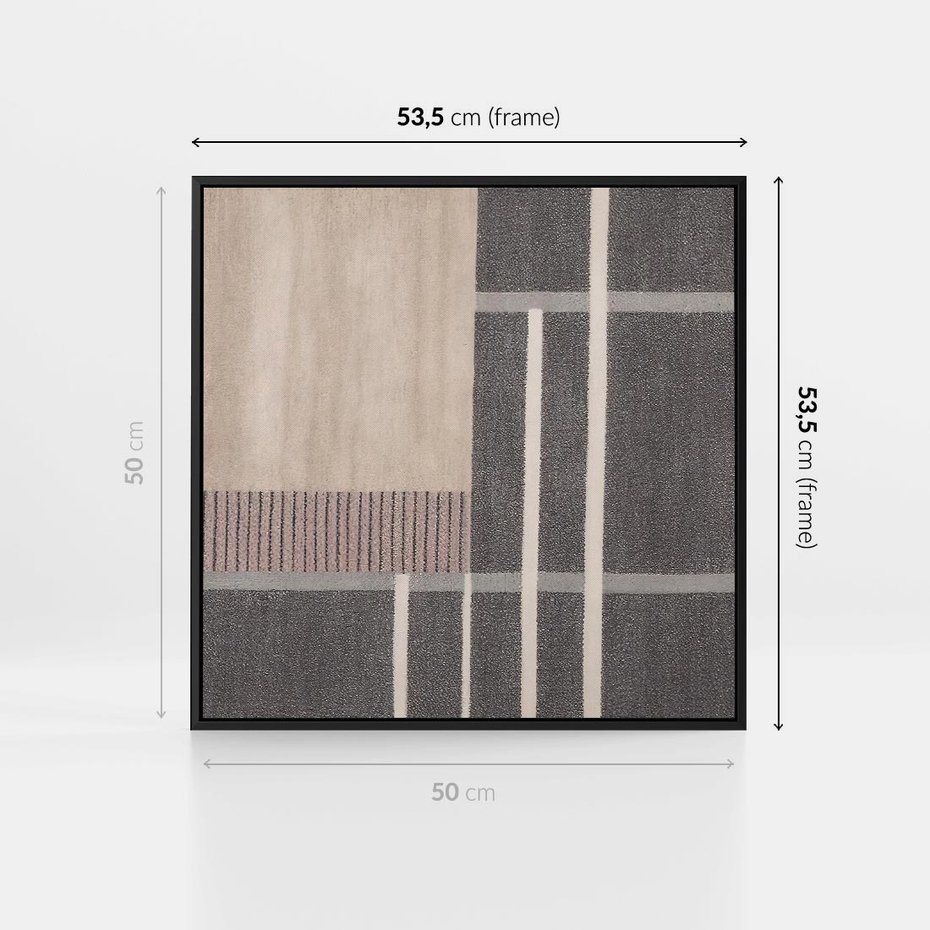 Obraz w ramie 50x50 - Harmonia skradzionych odcieni - symetryczne, geometryczne pasy - rama czarna