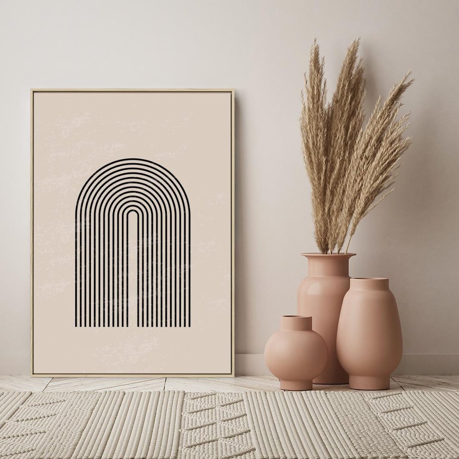 Obraz w ramie 80x120 - Migocące Echa - abstrakcyjne linie, geometria - rama drewno