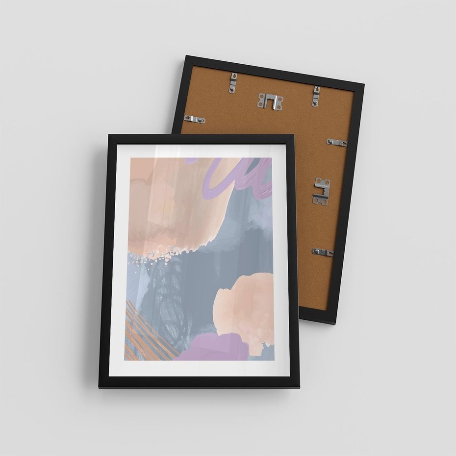 Plakat w ramie 30x40 - Rozmyte Akwarelowe Marzenia - abstrakcyjne akwarelowe plamy, pastele - rama czarna