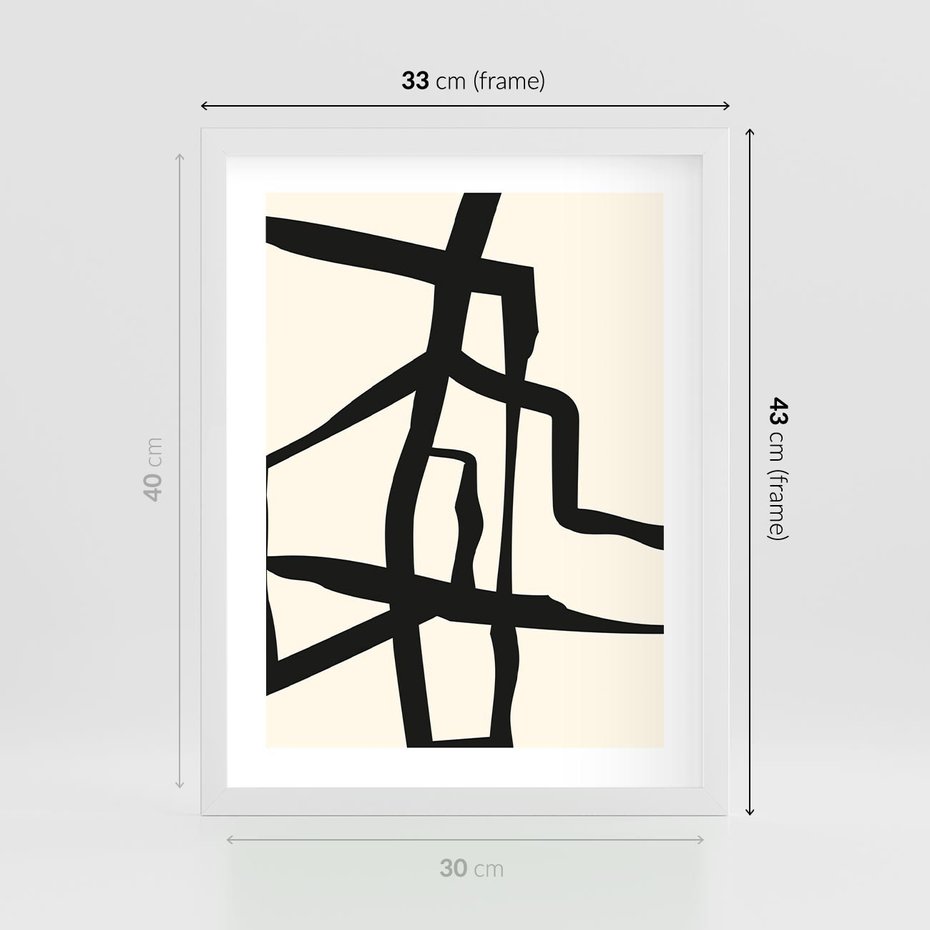 Plakat w ramie 30x40 - Impresje Wymiaru - linie, abstrakcja - rama biała