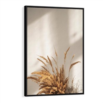 Obraz w ramie 70x100 - mpresyjne układy traw - boho, trawy - rama czarna