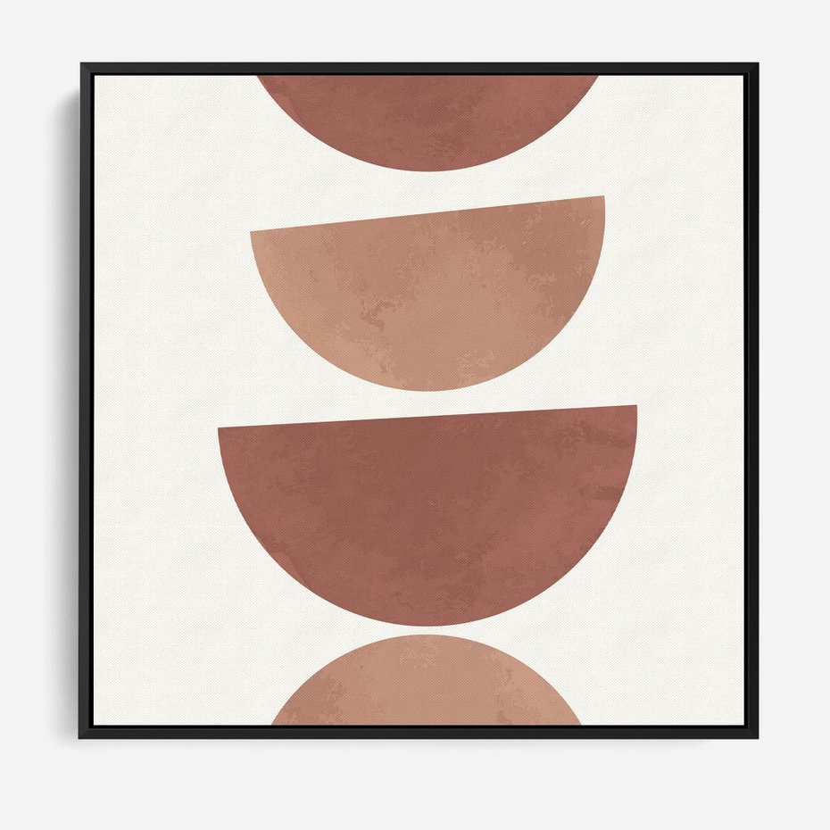 Obraz w ramie 50x50 - Abstrakcyjne Widzenia - abstrakcyjne geometryczne kształty, odcienie brązu i beżu - rama czarna