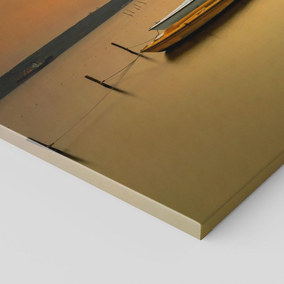 Obraz na płótnie 90x30 - Zachód słońca nad jeziorem: Piękno natury - zachód, słońca