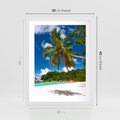 Plakat w ramie 30x40 - Oaza palm na plaży - palma, plaża - rama biała