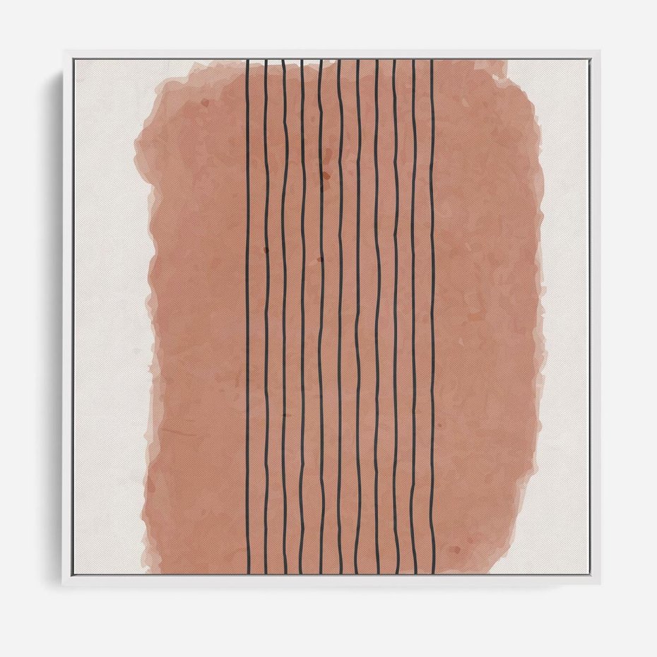 Obraz w ramie 50x50 - Rozmyte Widzenia - abstrakcyjna akwarelowa plama, nieregularne kreski - rama biała